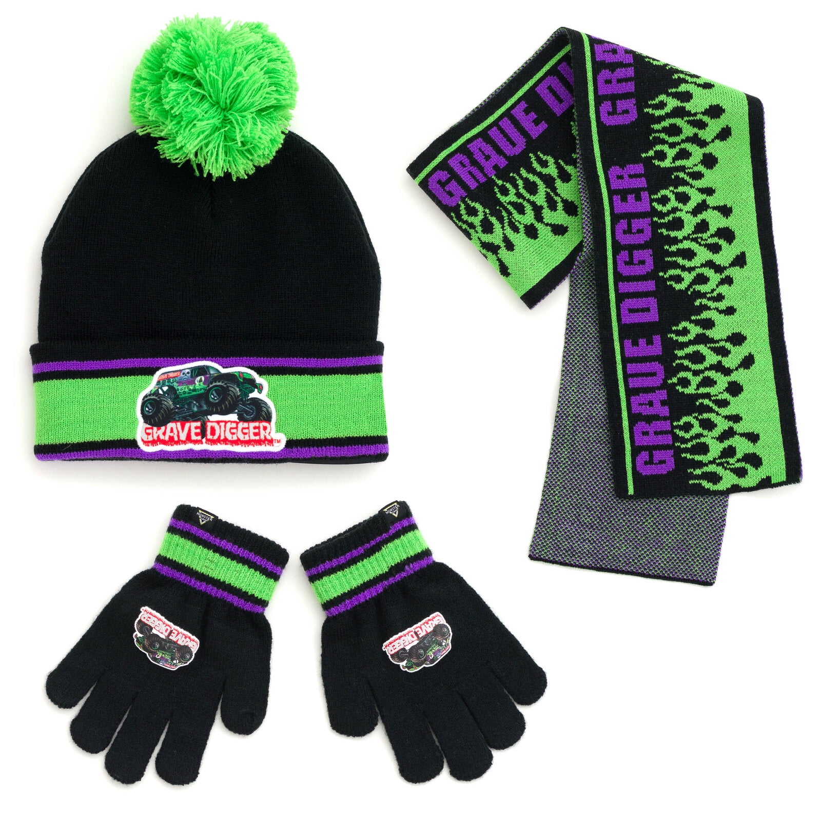 Hot Wheels Mütze & Handschuhe Set Für Kinder – Flammen-Design, 100% Acryl, Warm, Für Outdoor