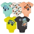 thumbnail image 1 of Monster Jam Grave Digger El Toro Loco Megalodon 5 Pack Bodysuits Newborn to Infant, 1 of 5