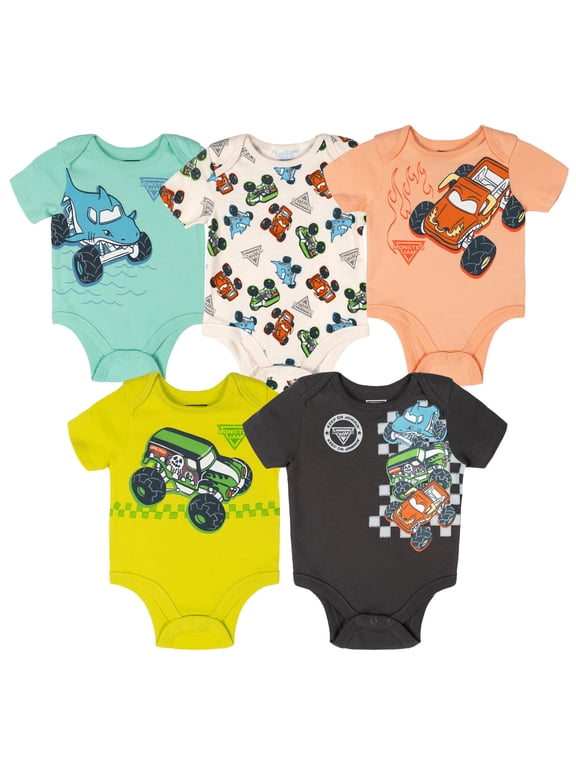Grave Digger El Toro Loco Megalodon 5 Pack Bodysuits Newborn to Infant