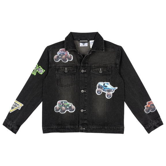 Monster Jam Grave Digger El Toro Loco Megalodon Denim Jacket Logo Toddler to Big Kid