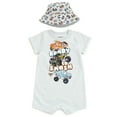 thumbnail image 1 of Monster Jam Grave Digger El Toro Loco Megalodon Romper and Bucket Sun Hat Outfit Set Newborn to Toddler, 1 of 5