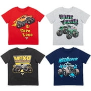 Monster Jam Grave Digger El Toro Loco Megalodon Toddler Boys 4 Pack T-Shirts Toddler to Big Kid