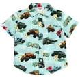 thumbnail image 1 of Monster Jam Grave Digger El Toro Loco Megalodon Truck Matching Family Hawaiian Button Down Shirt Toddler to Big Kid, 1 of 4