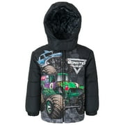 Monster Jam Grave Digger El Toro Loco Megalodon Zip Up Puffer Jacket Toddler to Little Kid