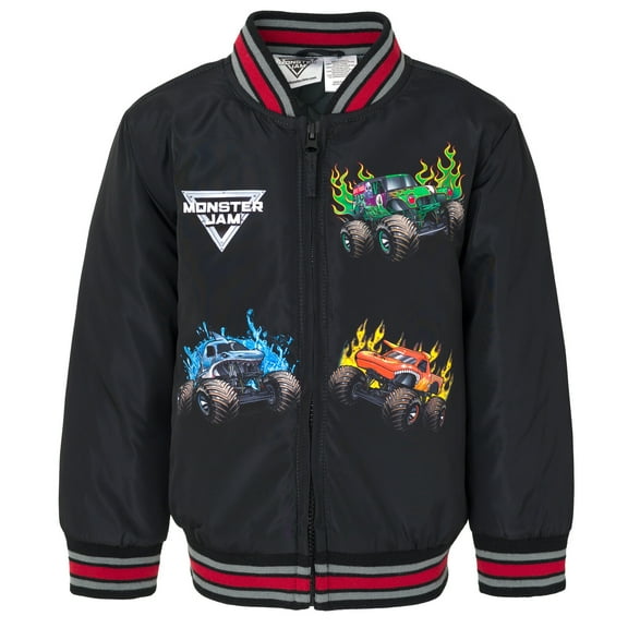 Monster Jam Grave Digger El Toro Loco Megalodon Zip Up Varsity Bomber Jacket Toddler to Little Kid