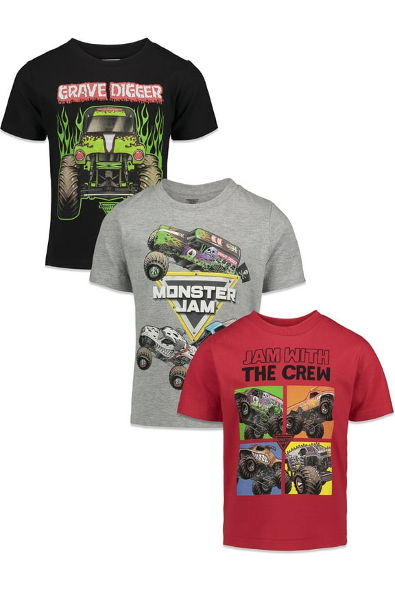 Grave Digger El Toro Loco Monster Mutt Toddler Boys 3 Pack T-Shirts Toddler to Big Kid