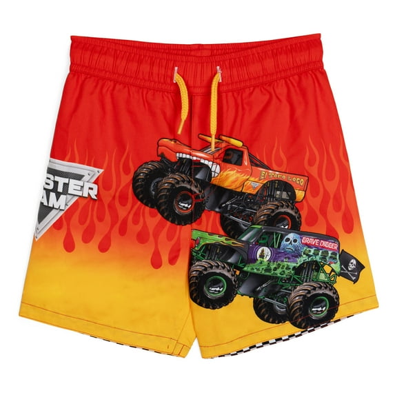 Monster Jam Grave Digger El Toro Loco Swim Trunks UPF 50+ Toddler to Little Kid