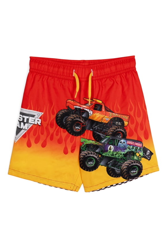 Grave Digger El Toro Loco Swim Trunks UPF 50+ Toddler to Little Kid