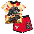 thumbnail image 1 of Monster Jam Grave Digger El Toro Loco ThunderROARus UPF 50+ Rash Guard and Swim Trunks Outfit Set Toddler to Little Kid, 1 of 5