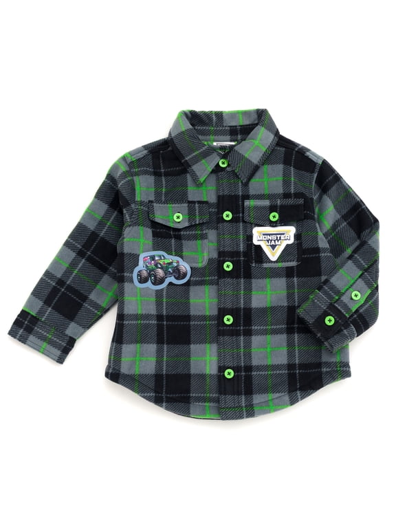 Grave Digger Flannel Shacket Plaid Toddler to Little Kid