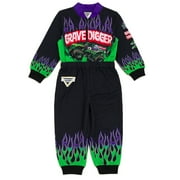Monster Jam Grave Digger French Terry Racing Zip Up Coverall Infant to Big Kid