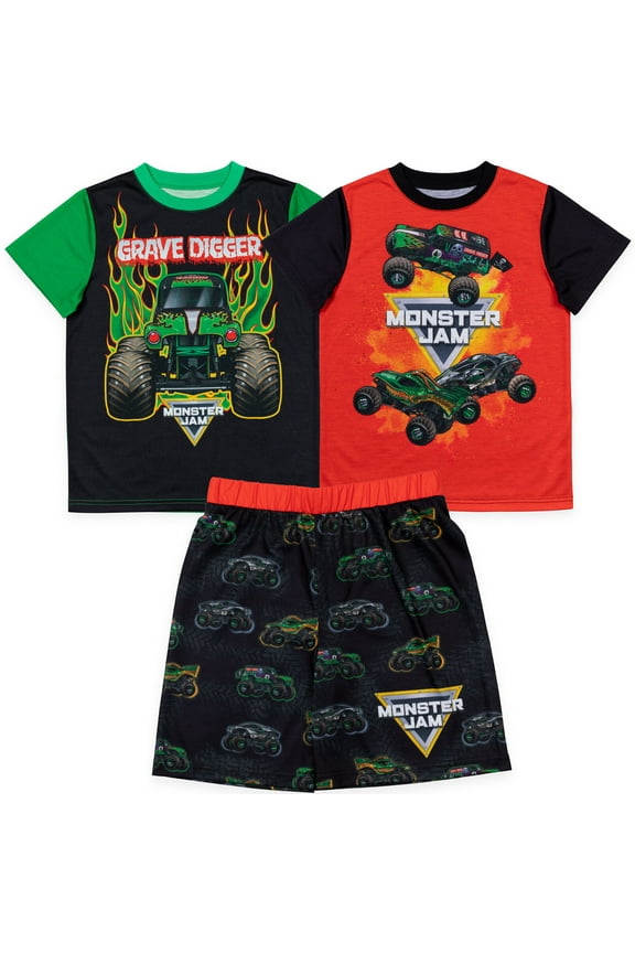 Grave Digger Little Boys Pajama Shirts and Shorts