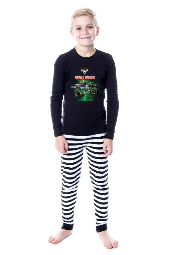 Monster Jam Grave Digger Long Sleeve Shirt And Pants Pajama Set