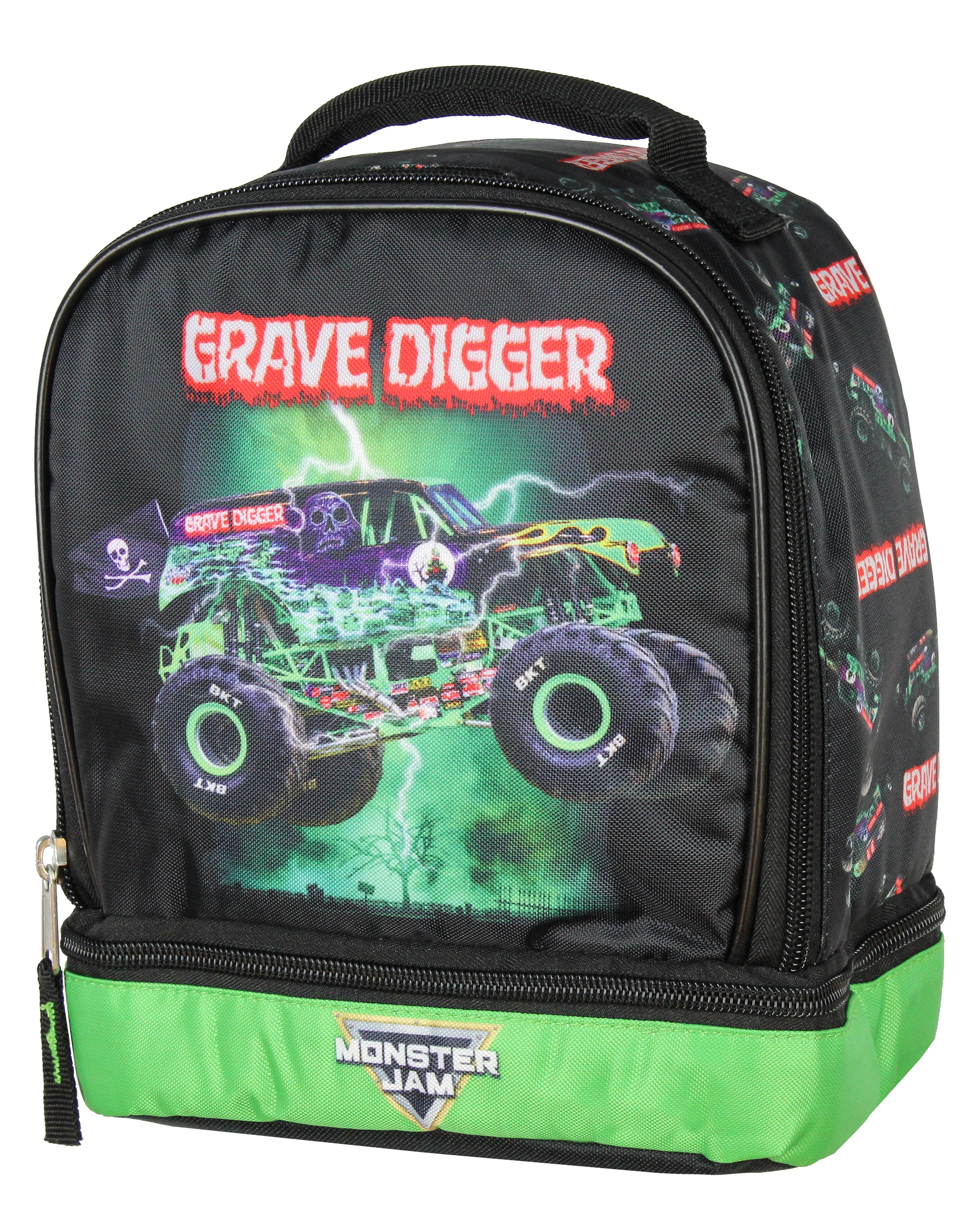 Monster Jam Grave Digger Monster Truck Insulated Dual Compartment Lunch Bag