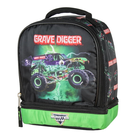Monster Jam Grave Digger Monster Truck Insulated Dual Compartment Lunch Bag