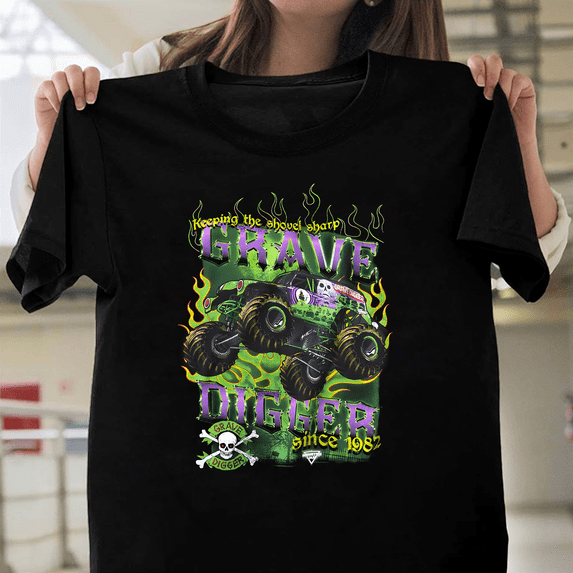 Monster Jam Grave Digger Monster Truck Keep Your Shovel Sharp Racing Fan V1130493 Unisex T-Shirt, Size Up to 5XL