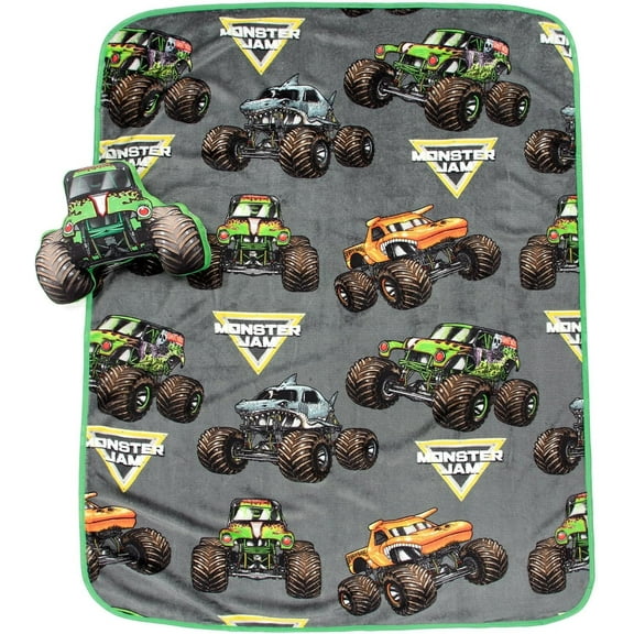 Monster Jam Grave Digger Nogginz Pillow & Travel Throw Set