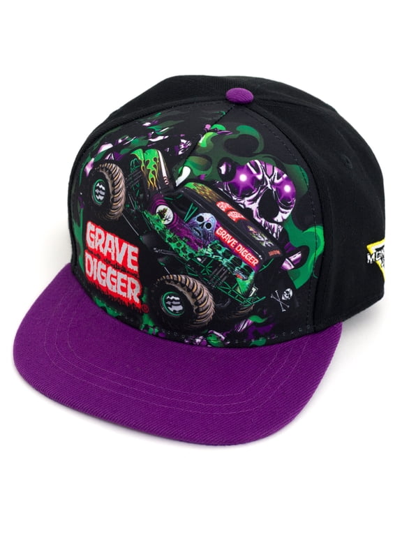 Grave Digger One Size Toddler Adjustable One Size Snapback Baseball Cap Purple / Black OS Toddler