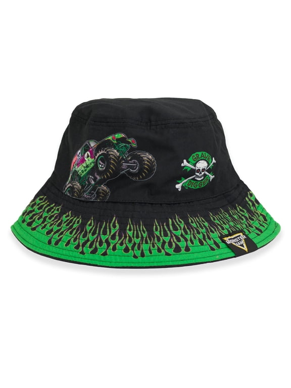 Grave Digger One Size Toddler Bucket Sun Hat Green / Black OS Toddler