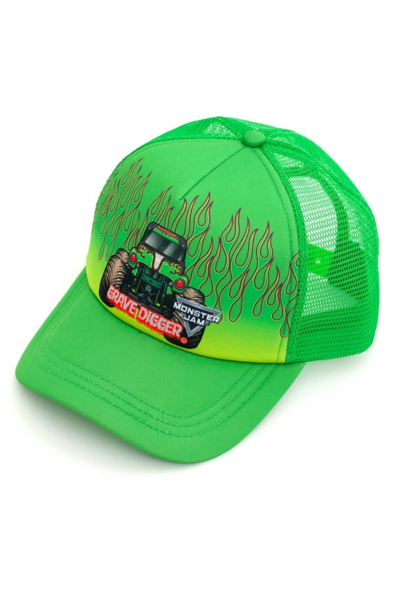 Grave Digger One Size Toddler Mesh Adjustable Snapback Baseball Cap Grave Digger Green OS Toddler