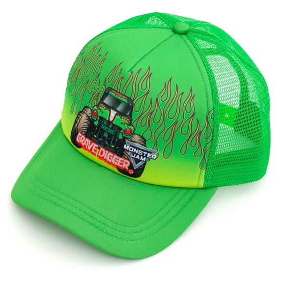 Monster Jam Grave Digger One Size Youth Mesh Adjustable Snapback Baseball Cap Grave Digger Green OS Youth
