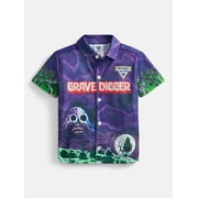 Monster Jam Grave Digger Toddler Boys Button Shirt with Short Sleeves, Sizes 12M-5T