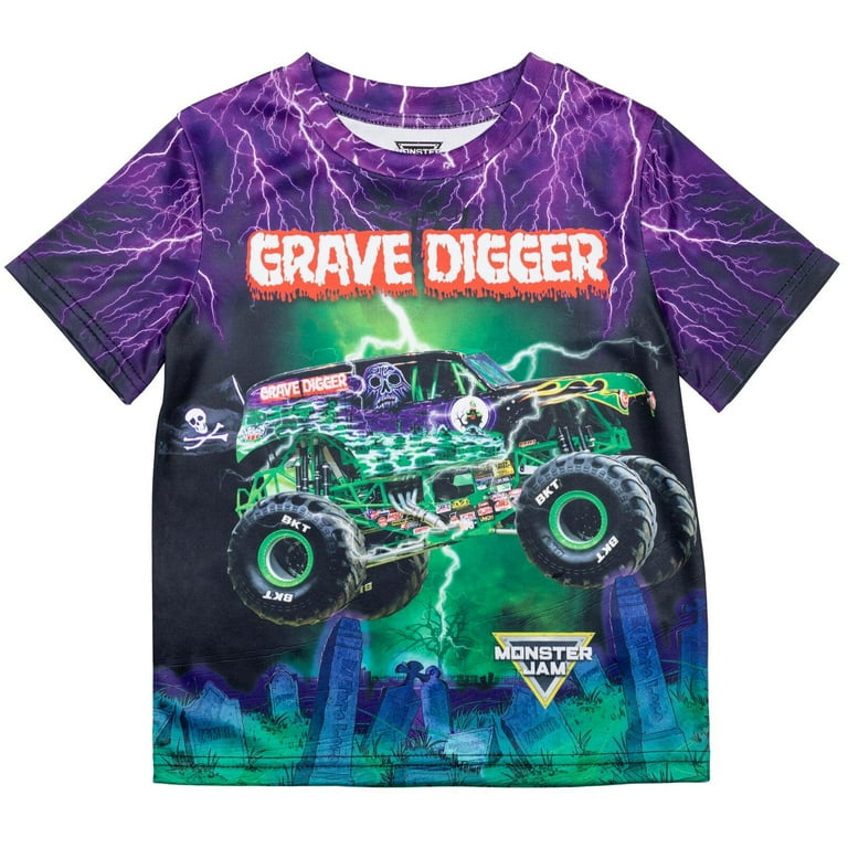 Monster Jam Grave Digger Boys Outfit: Truck-themed Graphic T-Shirt