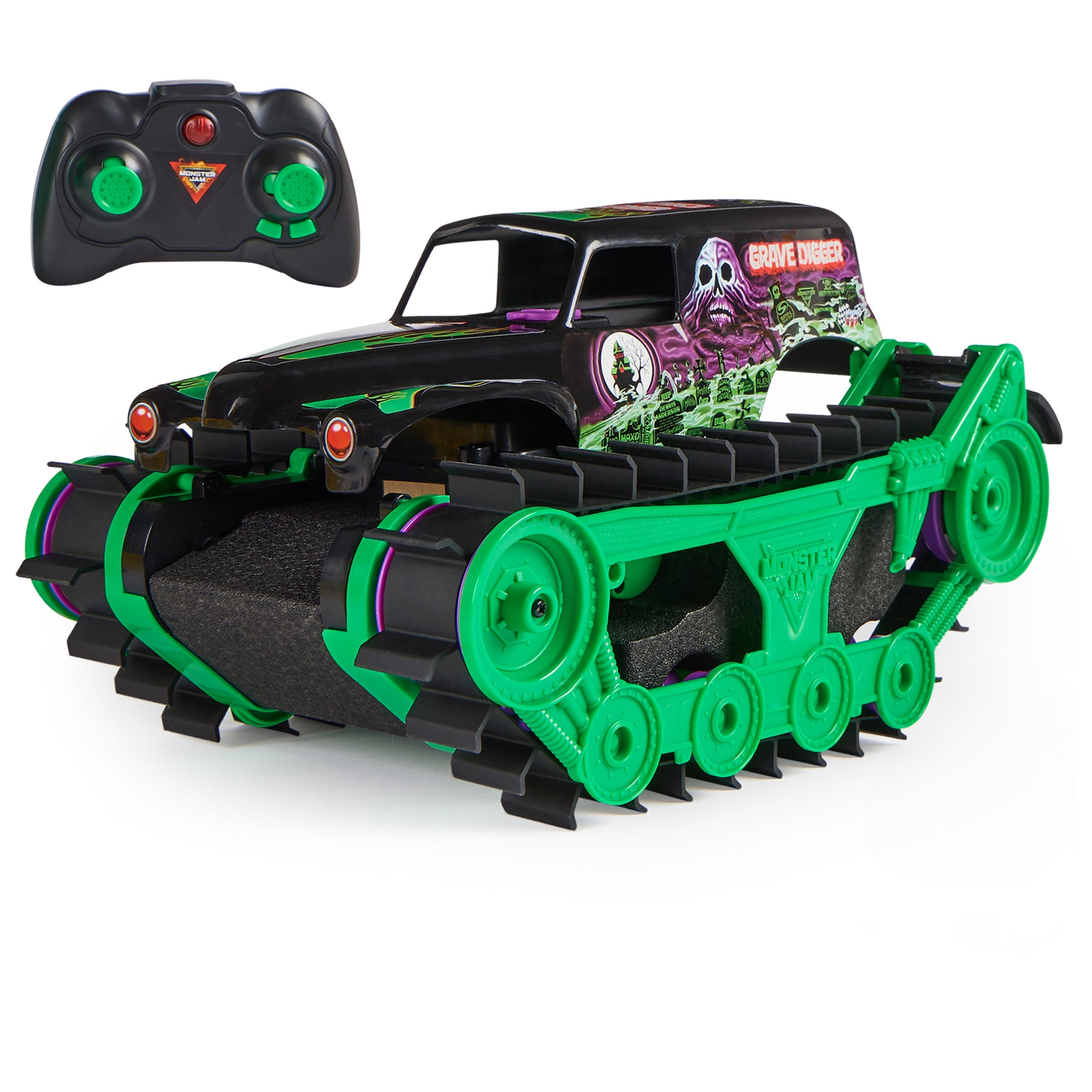 Monster Jam, Grave Digger Trax All-Terrain Remote Control Outdoor Vehicle, 1:15 Scale