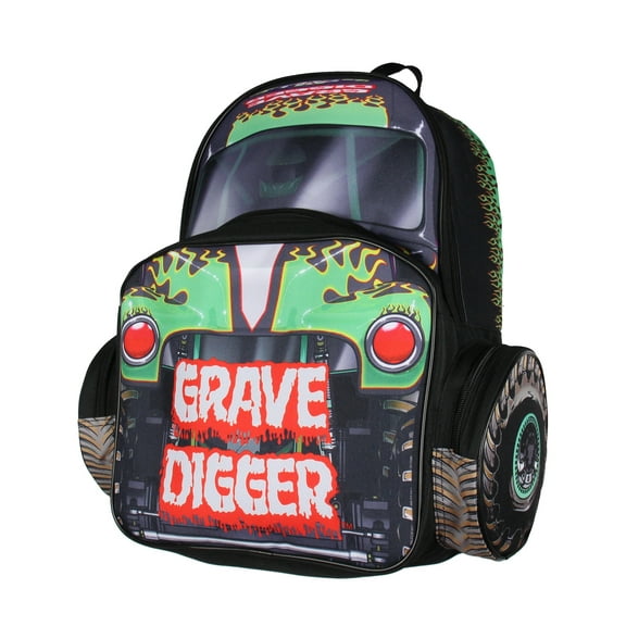 Monster Jam Grave Digger Truck Shaped Dual Compartment Tote Backpack Daily Use
