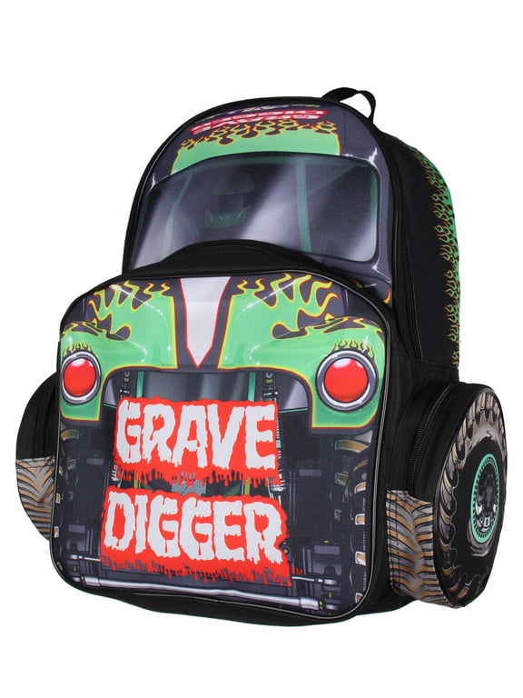 Monster Jam Grave Digger Truck Shaped Dual Compartment Tote Backpack Daily Use