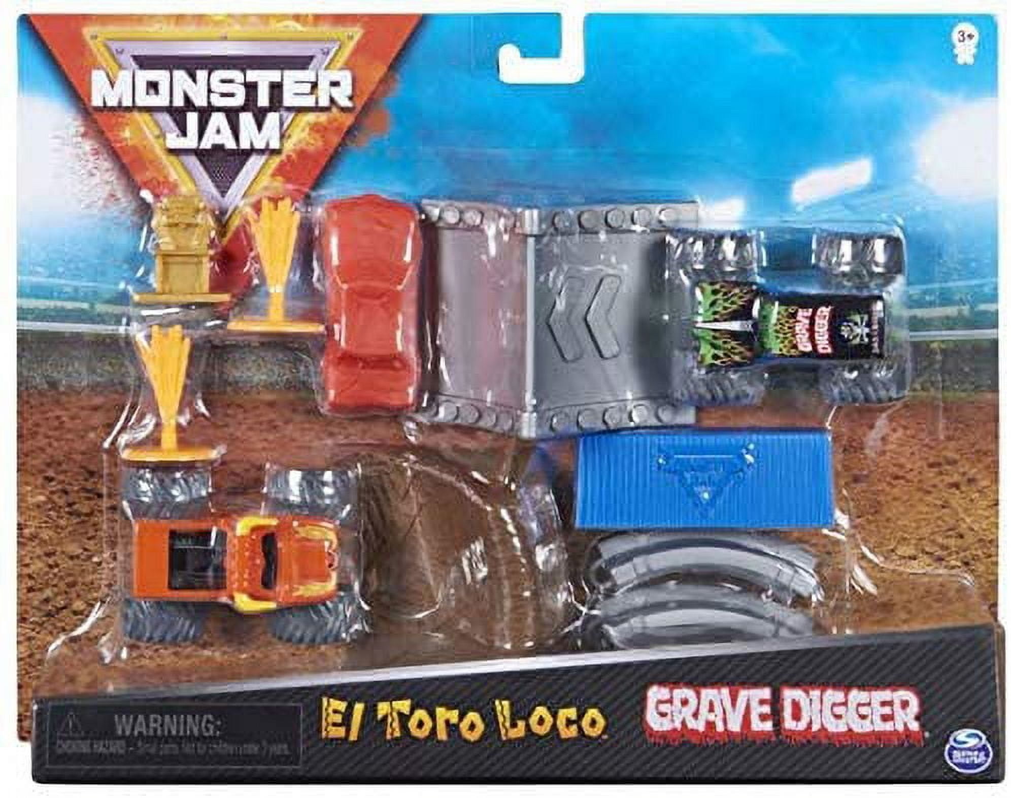 Monster Jam Grave Digger Truck Vehicle Playset for Toddler Child Teen with 11 Pieces, Multicolor