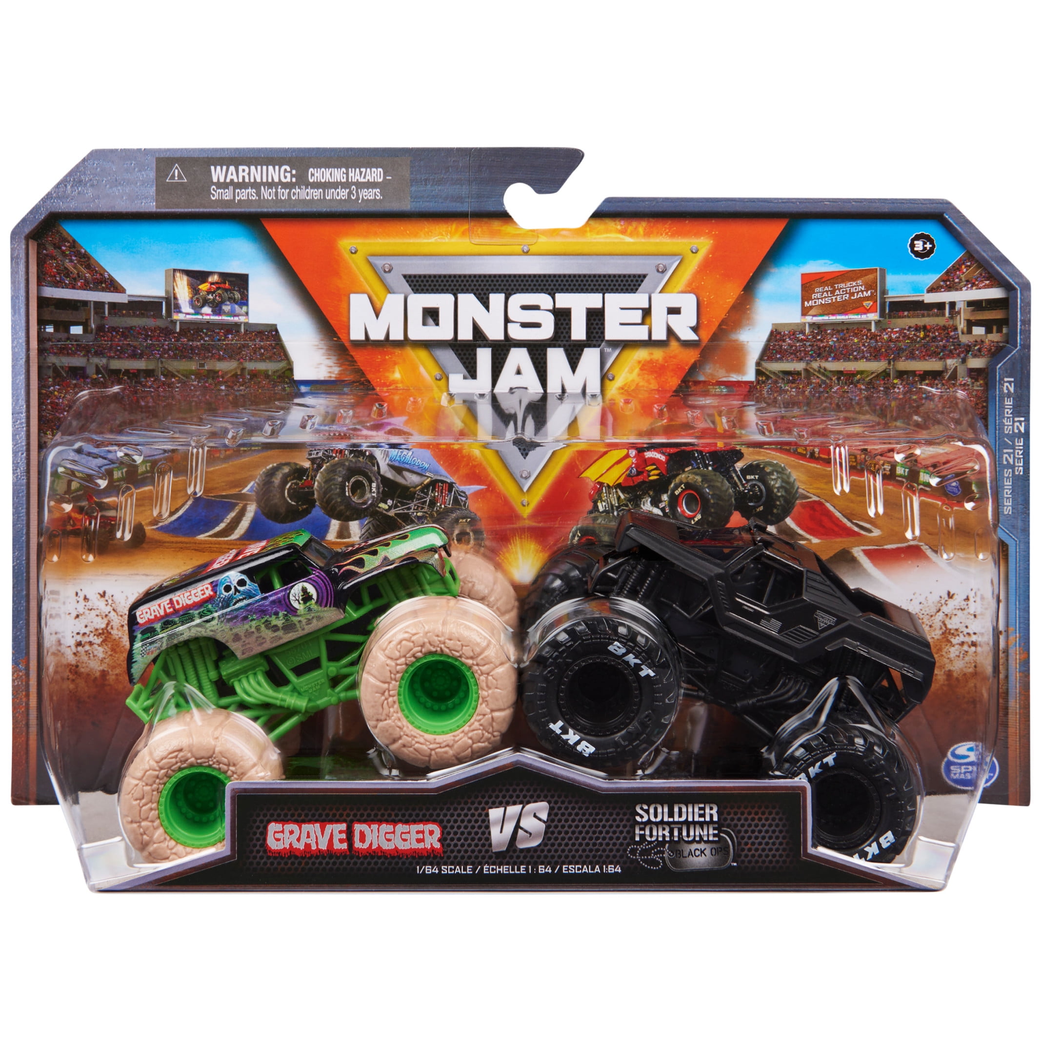 Monster Jam, Grave Digger Vs. Soldier Fortune Black Ops 1:64 Scale Die-Cast Trucks