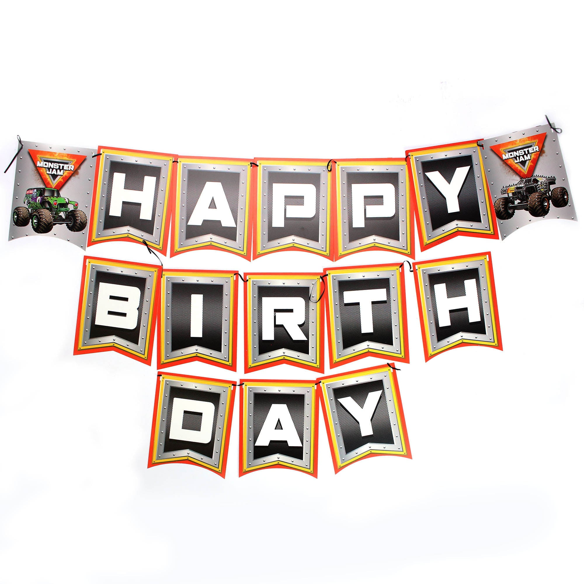 Monster Jam "Happy Birthday" Jointed Flag Banner