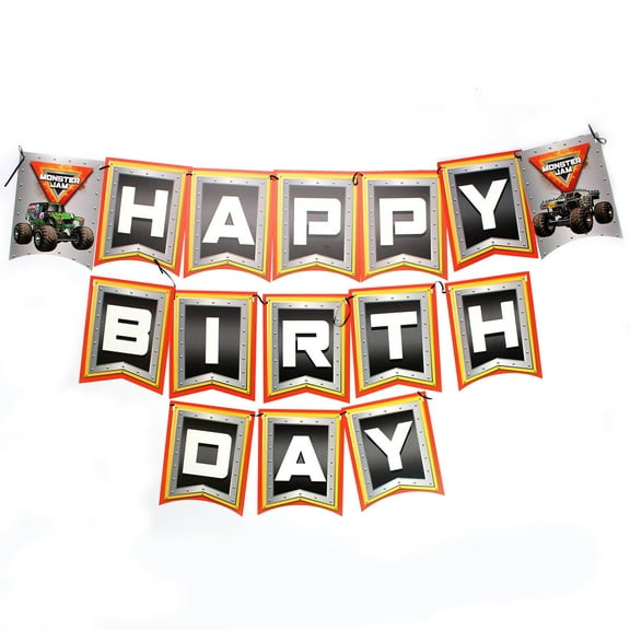 Monster Jam "Happy Birthday" Jointed Flag Banner