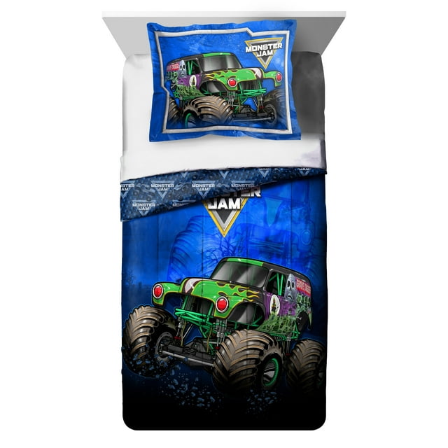 Monster Jam Kids 2Piece Twin/Full Reversible Comforter and Sham