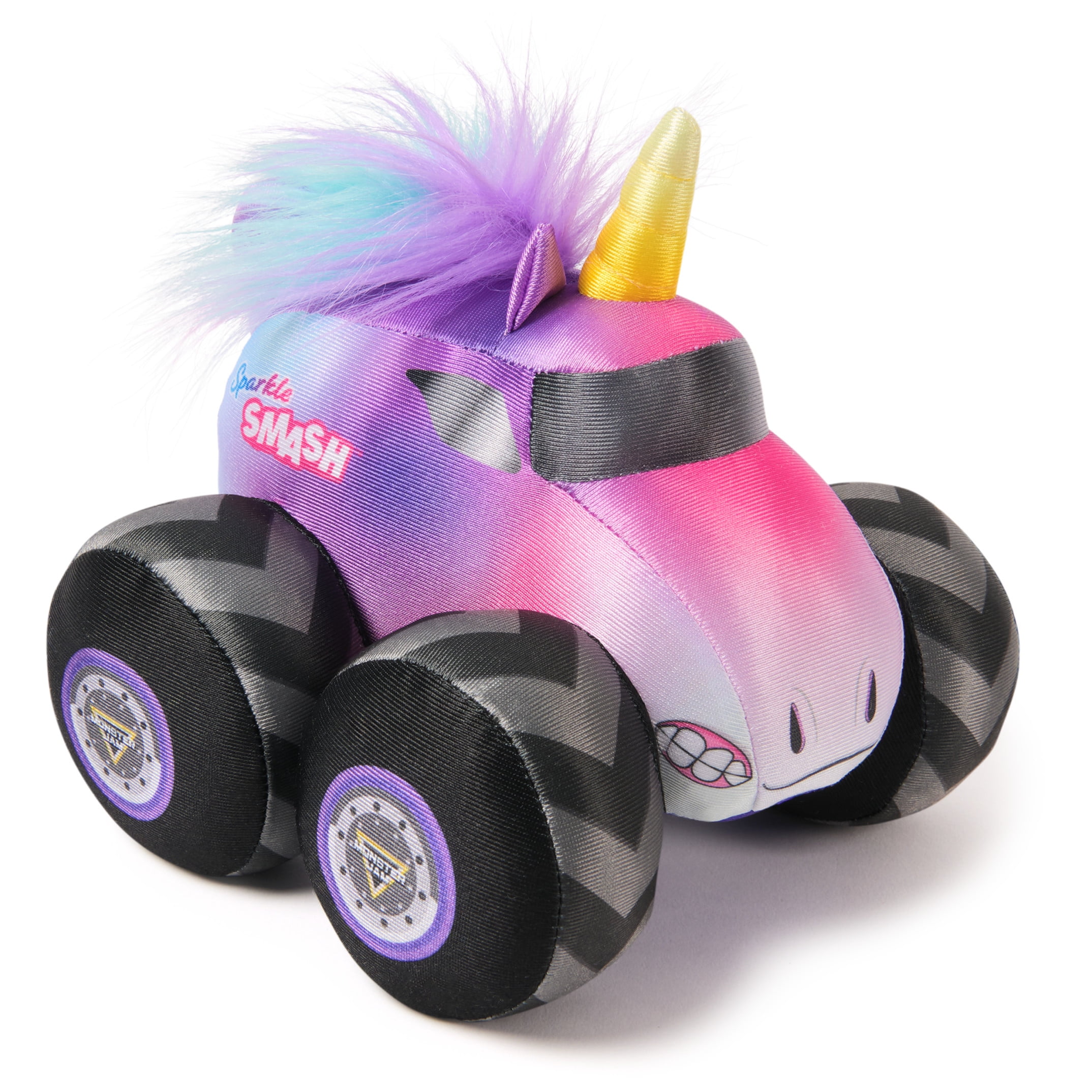 Monster Jam Sparkle Smash Plush Truck with Sound Effects, Plush Toy for Ages 3 and Up, 7