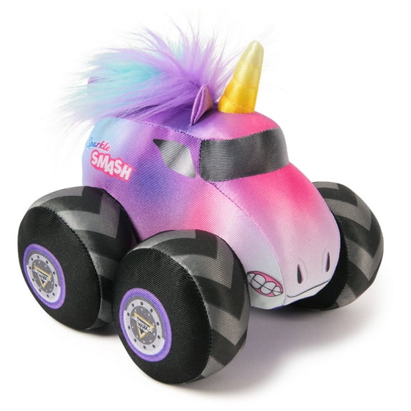 Monster Jam Sparkle Smash Plush Truck with Sound Effects, Plush Toy for Ages 3 and Up, 7