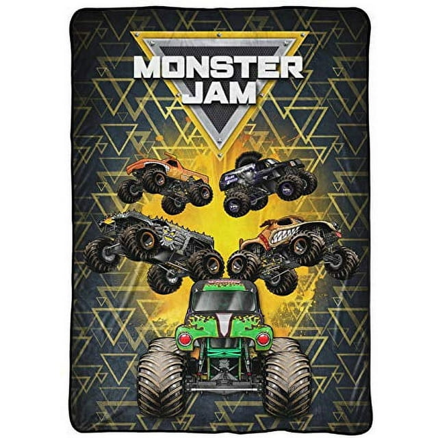 "Monster Jam Kids Plush Blanket 62""x90"", Grave Digger Throw, 100