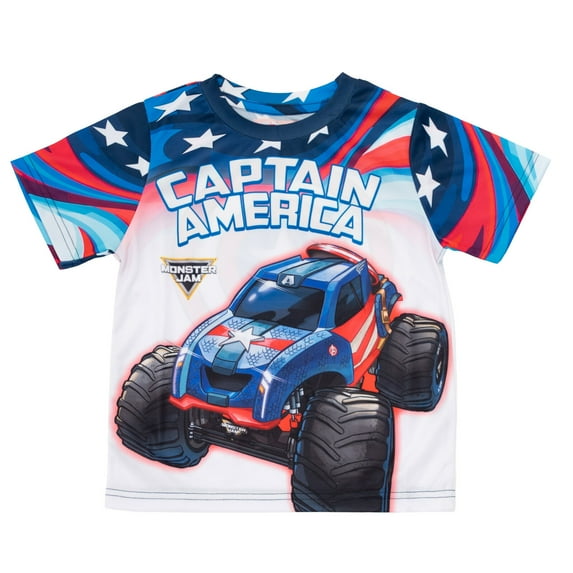 Monster Jam Marvel's Monster Trucks Captain America Athletic T-Shirt Toddler to Big Kid