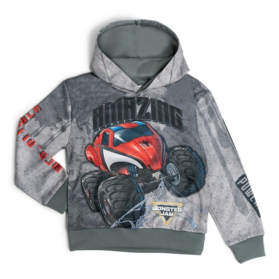 Monster Jam Marvel's Monster Trucks The Amazing Spider-Man Fleece Athletic Pullover Hoodie Toddler to Big Kid
