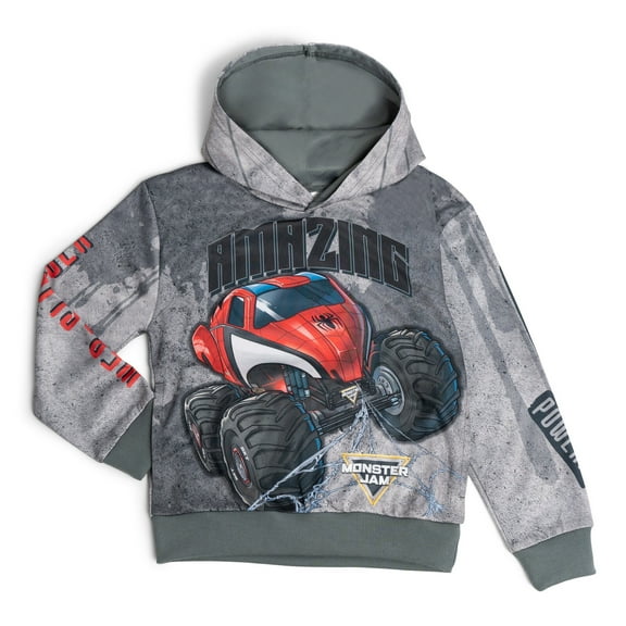 Monster Jam Marvel's Monster Trucks The Amazing Spider-Man Fleece Athletic Pullover Hoodie Toddler to Big Kid