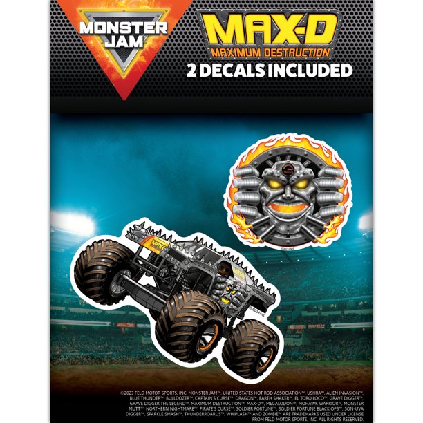 Monster Jam Max-D Decals - Set of 2 Maximum Destruction Icon and