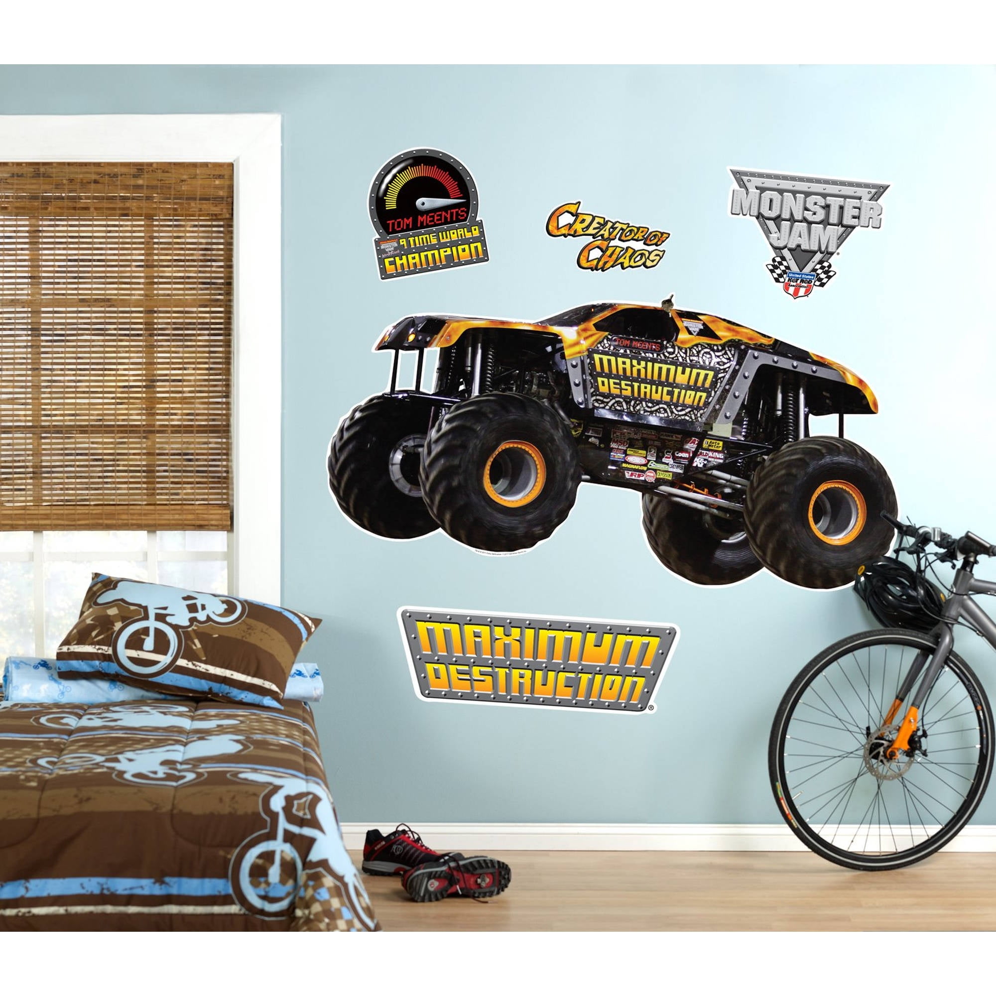 BirthdayExpress Monster Jam Room Decor Maximum Destruction Giant Wall