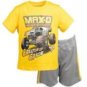 Monster Jam Maximum Destruction Toddler Boys T-Shirt and Mesh Shorts Outfit Set Toddler to Big Kid