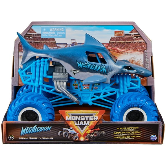 Monster Jam, Megalodon 1:24 Scale Die-Cast Monster Truck, Girl and Boy Toys