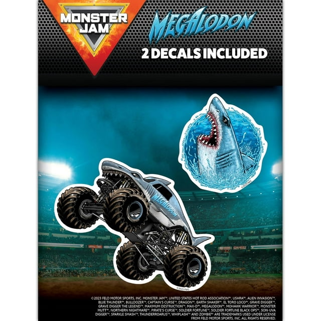 Monster Jam Megalodon Decals - Set of 2 Megalodon Monster Truck Shark