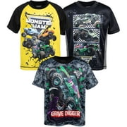 Monster Jam Megalodon El Toro Loco Grave Digger Little Boys 3 Pack Athletic T-Shirts Black/Yellow 7-8