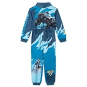 Monster Jam Toddler Boys' Zip-Up Coverall Teal and Navy