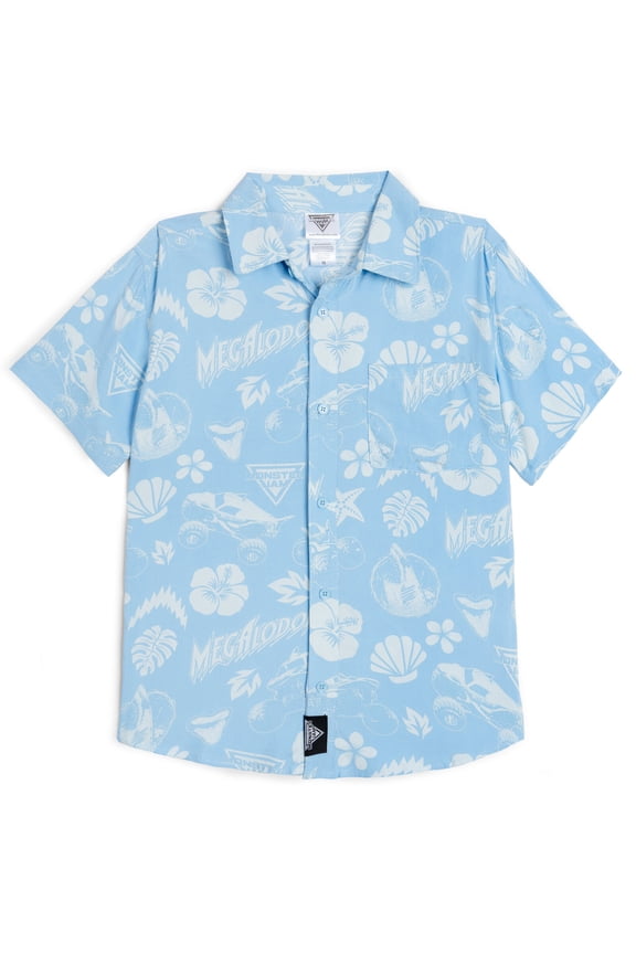 Toddler Boys' Short Sleeve Button Down Shirt Megalodon Sky Blue