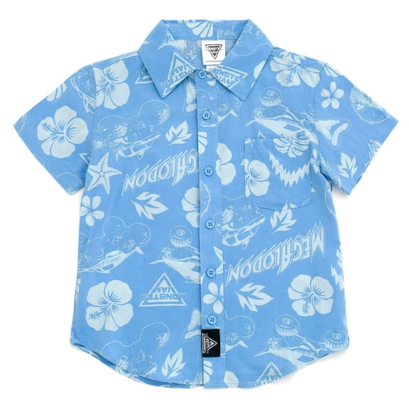 Monster Jam Megalodon Matching Family Hawaiian Button Down Shirt Toddler to Big Kid